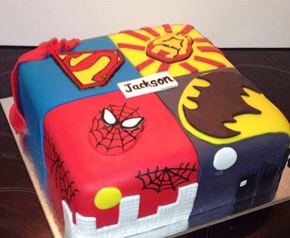 super hero theme cake